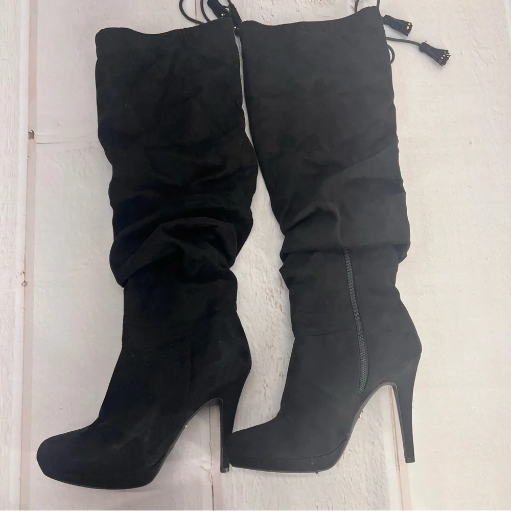 Thalia Sodi Brisa Women Gray Knee‎ High Boot, Black, Size 7
